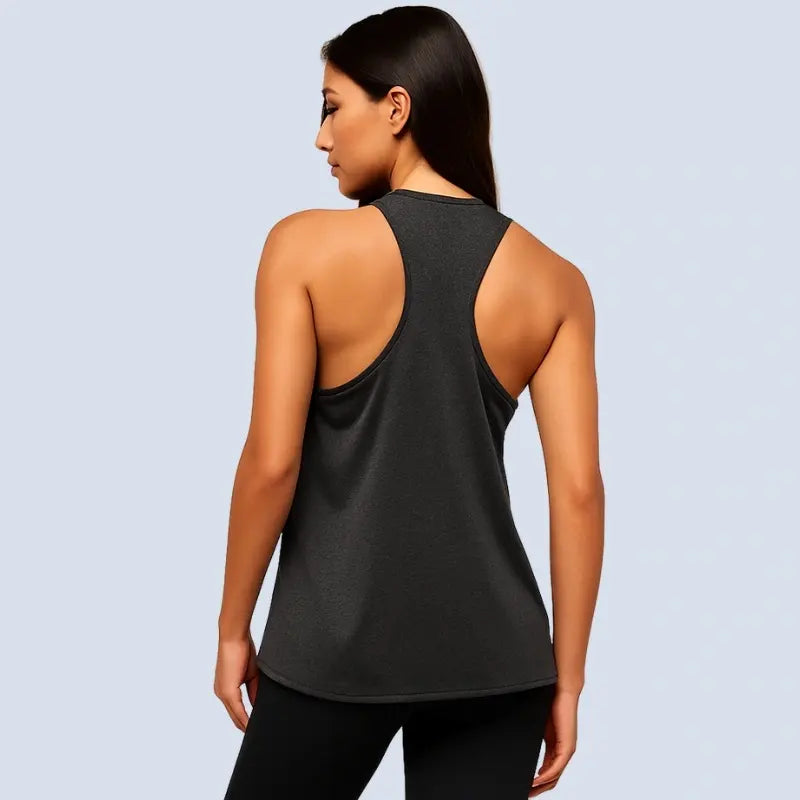 Débardeur yoga femme respirant noir – dos nageur