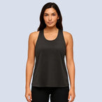 Débardeur yoga femme respirant noir – porté de face