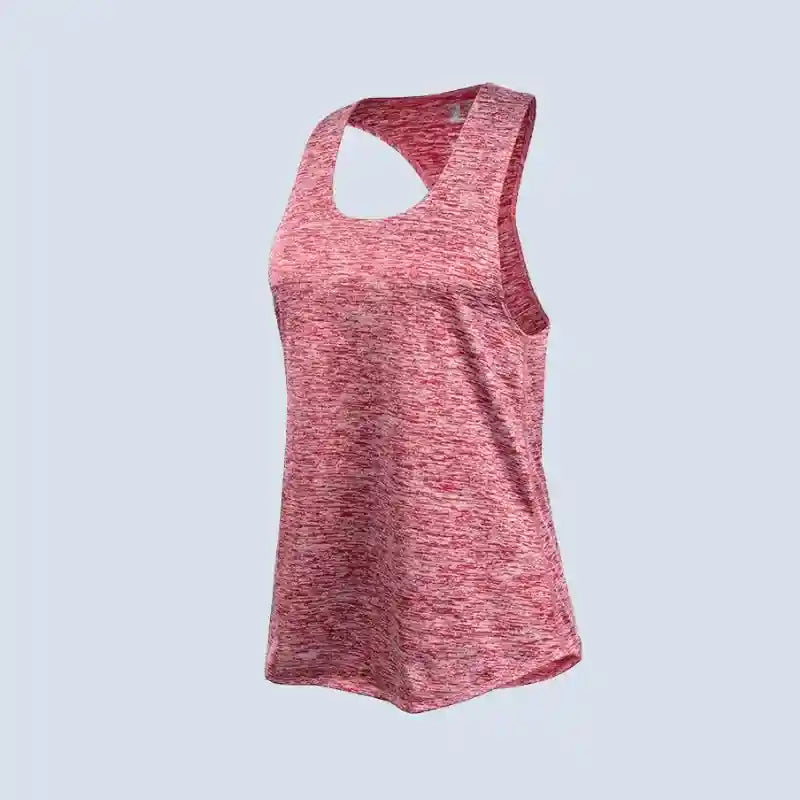 Débardeur yoga femme respirant rouge – vue en angle trois quarts