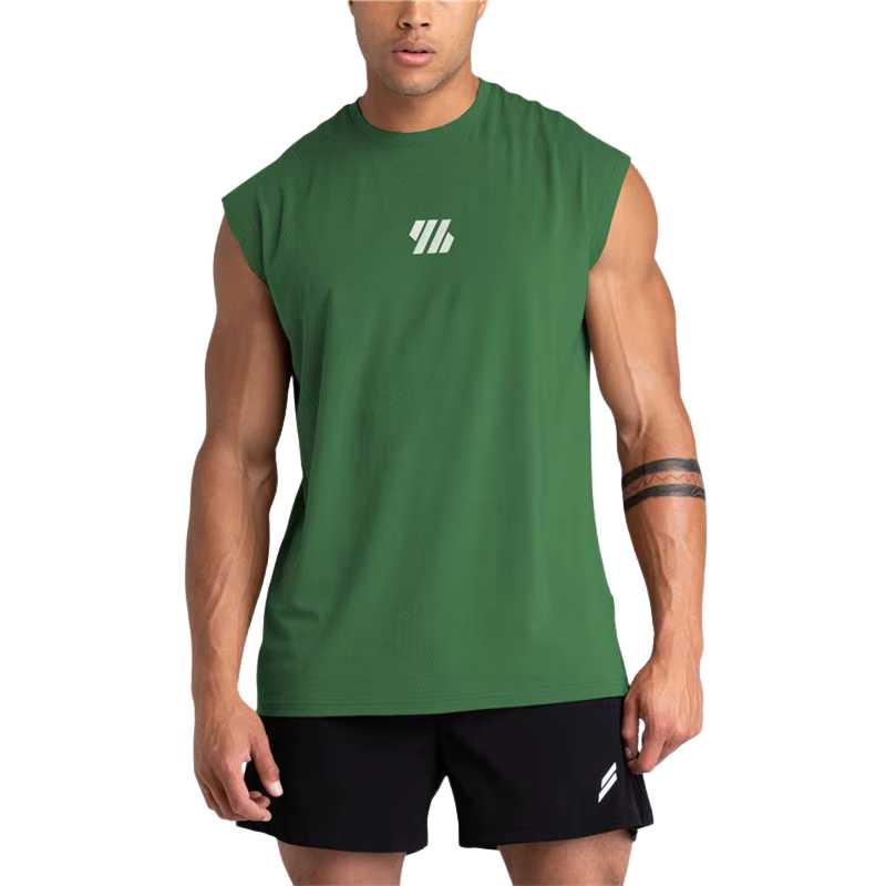 Débardeur musculation homme vert – Tissu technique, sans manches, idéal entraînements HIIT