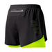 Short de running homme 2-en-1 noir et vert fluo – Poche smartphone arrière, respirant et technique