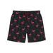 Short de bain homme noir avec motifs flamants roses – style fun et estival, cordon bordeaux ajustable
