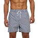 Short de bain homme à rayures bleu et blanc porté – coupe droite, cordon ajustable, style plage chic