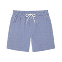 Short de bain homme à rayures bleu et blanc – style marin, coupe droite avec cordon de serrage
