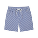 Short de bain homme à rayures bleu et blanc – style marin, coupe droite avec cordon de serrage