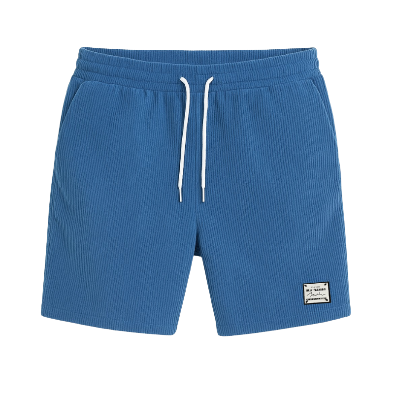 Short homme été bleu gaufré – léger, respirant et confortable