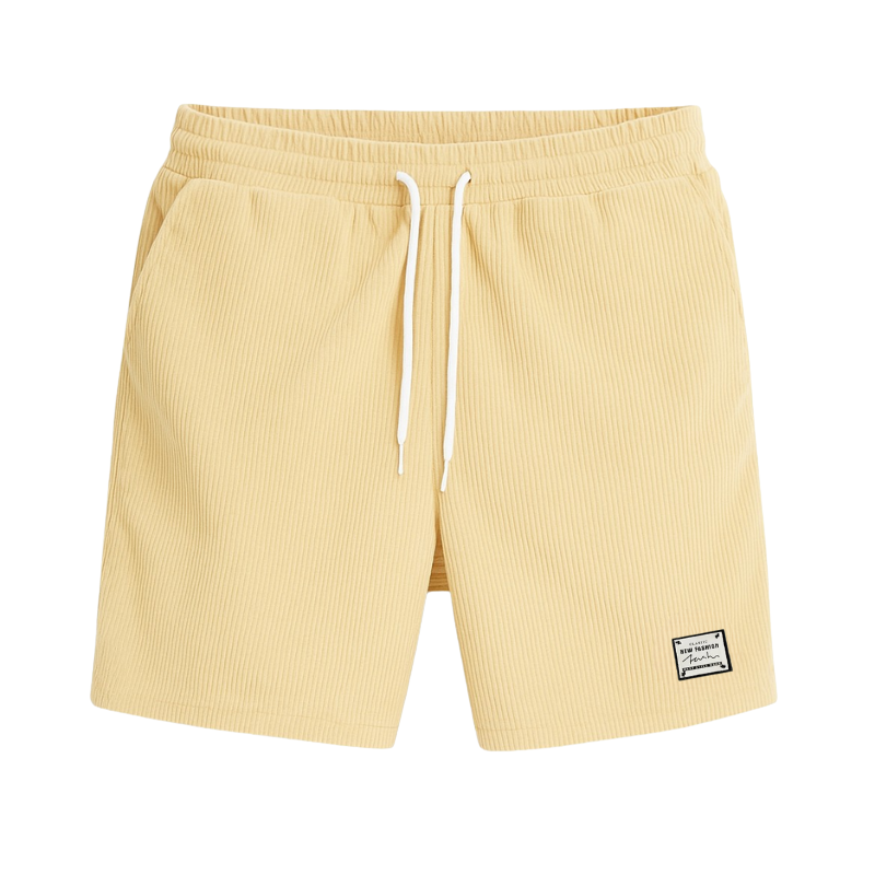 Short homme été jaune en tissu gaufré – léger, respirant et confortable