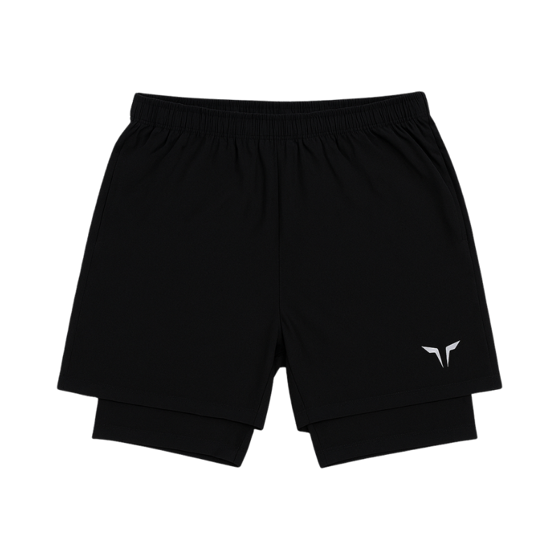 Short de sport homme noir – design sobre et technique avec cuissard intégré, idéal entraînement et musculation