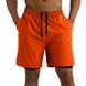 Short de sport homme 2-en-1 orange avec doublure noire et cordon ajustable, idéal pour running, musculation et entraînements intenses