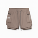 Short sport homme ECET marron – vue à plat avec poches zippées, cuissard intégré et finitions techniques.