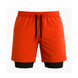Short de sport 2-en-1 pour homme, coloris orange vif, avec cuissard intérieur noir intégré pour maintien et confort pendant l'entraînement