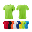 Collection de t-shirts sport homme et femme, vue avant et arrière, toutes les couleurs disponibles, polyester respirant, ultra léger, pour running, musculation, fitness