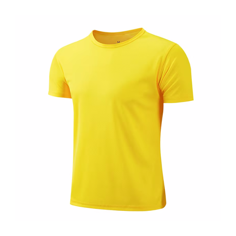 T-shirt sport homme et femme jaune, ultra léger, respirant et à séchage rapide, idéal running, fitness ou musculation