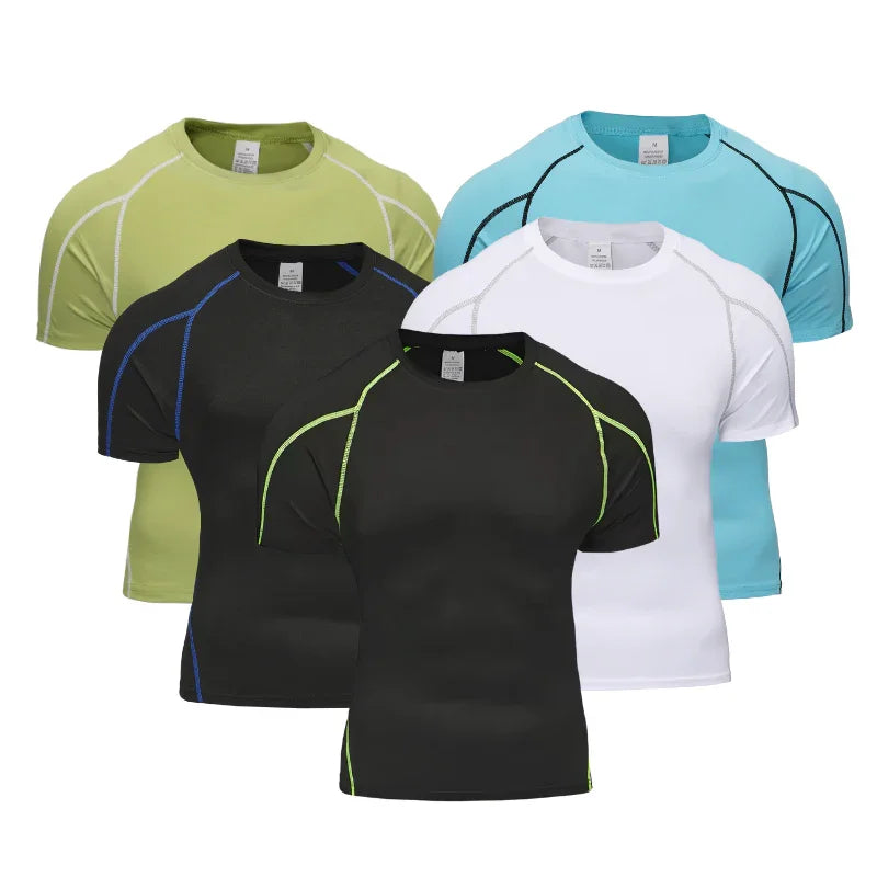 Pack de t-shirts de course homme UltraDry™ – respirants, ultra légers, disponibles en noir, blanc, vert et bleu, technologie séchage rapide pour running et entraînement intensif.