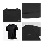 Détails du t-shirt UltraRespire homme noir – zoom texture respirante, logo RUN, coutures plates