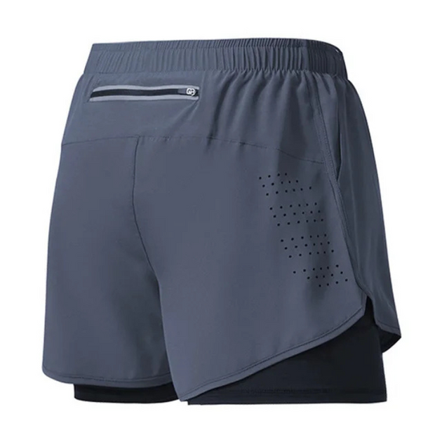 Short homme 2-en-1 gris – Style sobre avec poche arrière intégrée