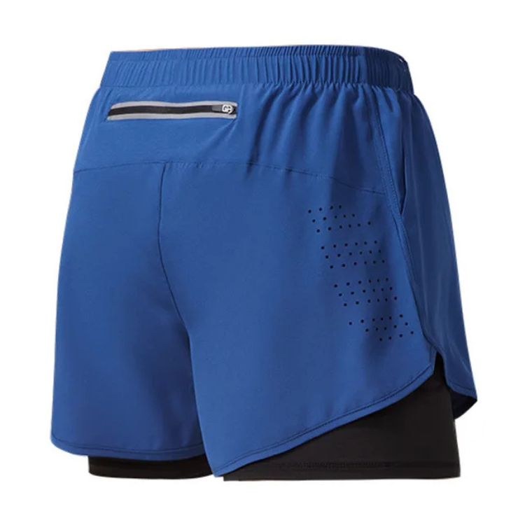  Short homme 2-en-1 bleu marine – Coupe ergonomique et poche arrière