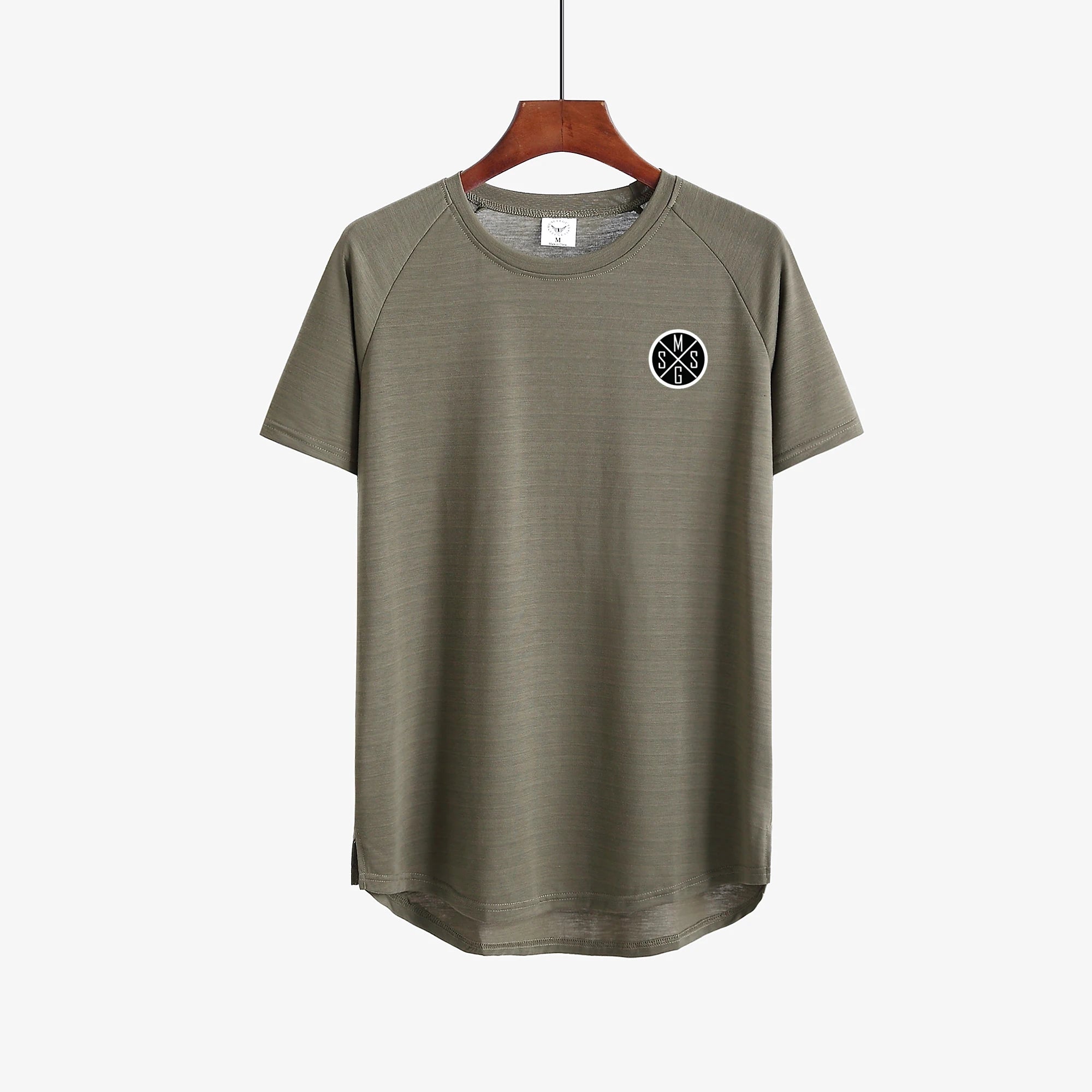 T-shirt fitness homme vert olive léger à manches courtes pour entraînement