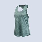 Débardeur yoga femme respirant vert – vue trois-quarts