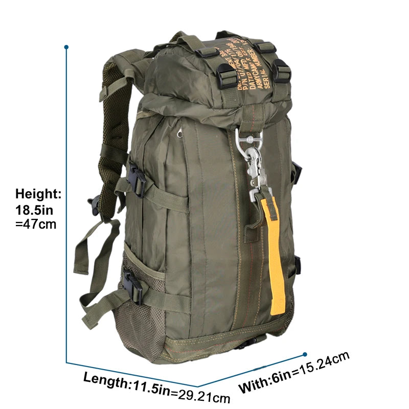Dimensions du sac à dos sport tactique 30-40L hauteur 47 cm largeur 29 cm profondeur 15 cm