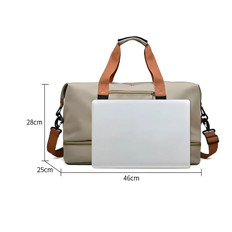 Dimensions sac de sport homme femme 46 x 28 x 25 cm avec compartiment chaussures séparé pour fitness et voyage