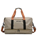 Sac de sport homme femme beige avec compartiment chaussures séparé et bandoulière pour fitness et voyage