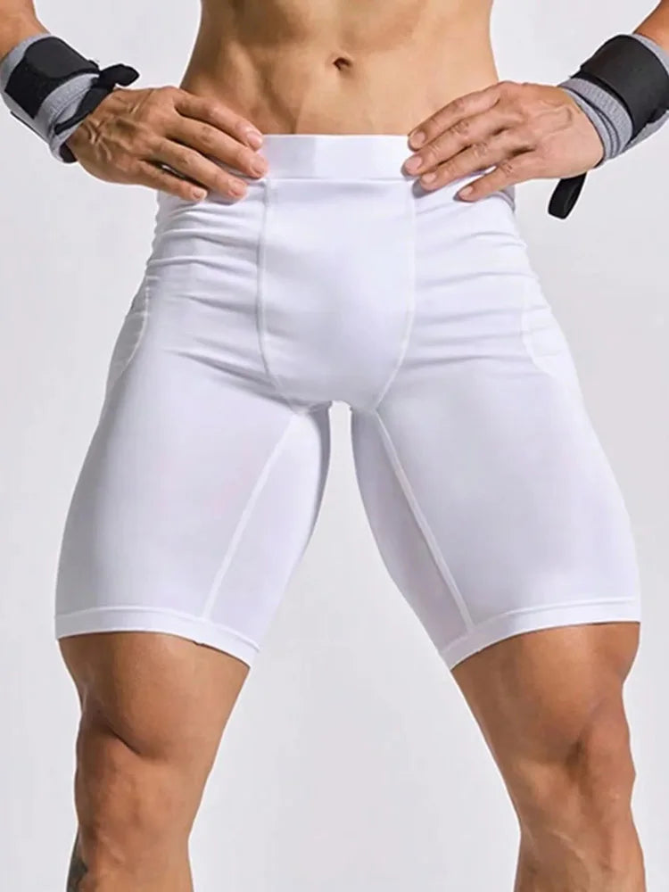 Cuissard running homme blanc maintien musculaire, tissu technique respirant et coupe ajustée sport