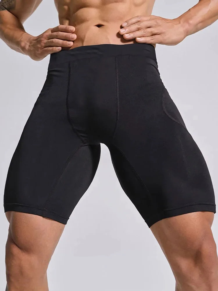Cuissard compression homme noir pour running et musculation, maintien musculaire et tissu respirant vue face