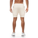 Vue arrière complète du short ECET blanc – maintien cuisse et style travaillé.