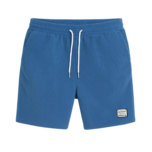 Short homme été bleu gaufré – léger, respirant et confortable