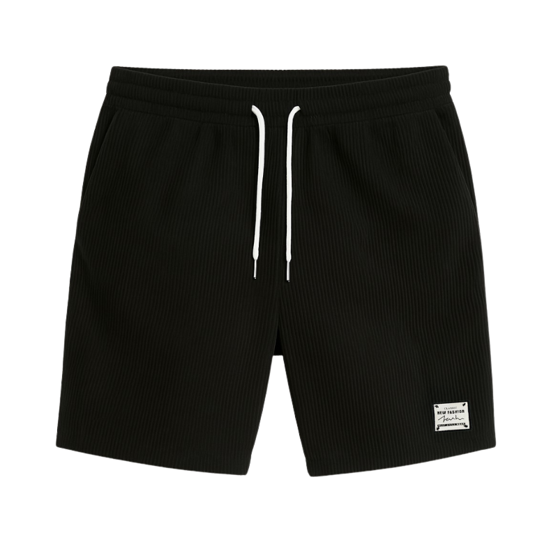 Short homme été noir en tissu gaufré – léger, respirant et élégant