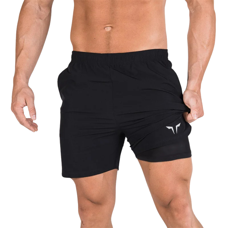 Short de sport noir homme avec doublure intérieure visible – maintien optimal pendant l’effort