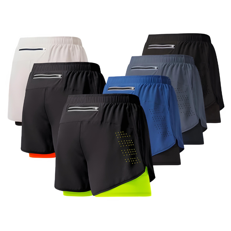 Short running homme 2 en 1 – toutes les couleurs disponibles – noir, bleu, orange, vert, gris