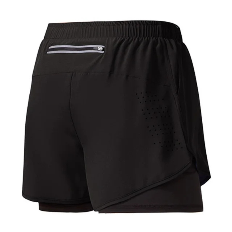 Short running homme 2 en 1 – noir classique – design minimaliste, maintien parfait