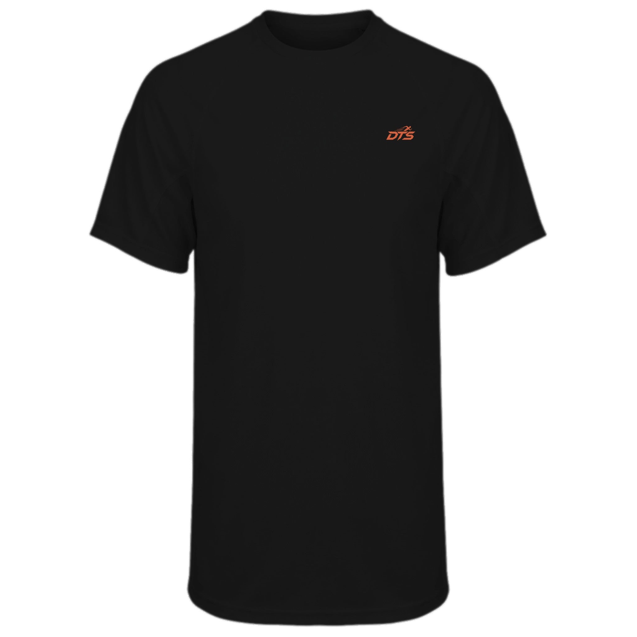 T-shirt de sport homme DTS noir anthracite avec logo orange, vue de face
