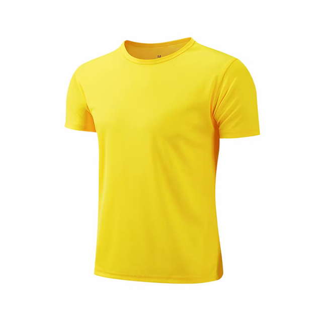 T-shirt sport homme et femme jaune, ultra léger, respirant et à séchage rapide, idéal running, fitness ou musculation