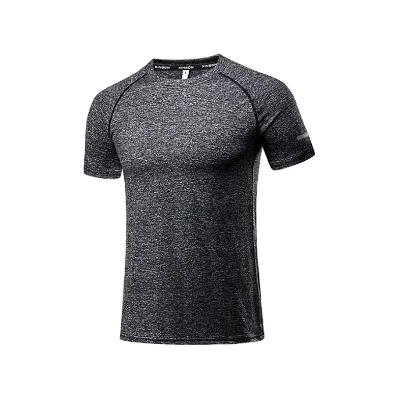 T-shirt sport homme gris foncé en polyester, respirant, léger, séchage rapide
