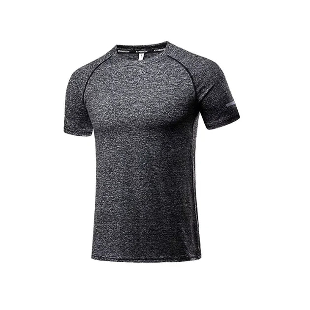 T-shirt sport homme gris foncé en polyester, respirant, léger, séchage rapide
