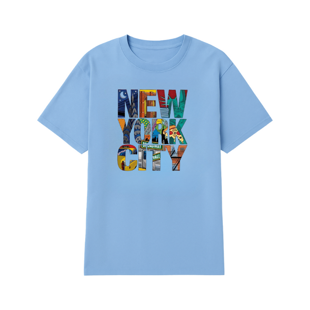  T-shirt homme bleu ciel NEW YORK CITY – coupe oversize, visuel graphique urbain