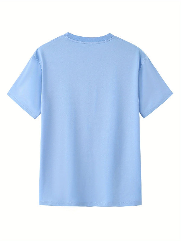 Dos du t-shirt NEW YORK CITY bleu ciel – coupe droite avec finition premium