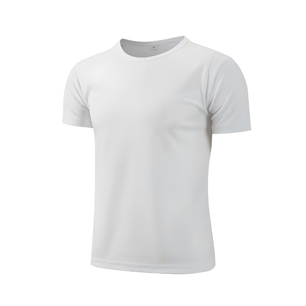T-shirt de sport blanc en polyester pour homme et femme, respirant et léger, idéal pour running, musculation et fitness