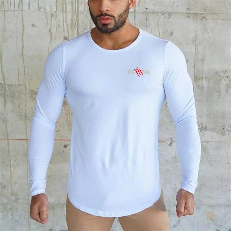 T-shirt de sport blanc pour homme coupe ajustée vue de face
