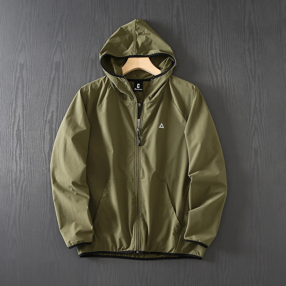 veste coupe vent running homme kaki ultra légère respirante idéale pour sport extérieur randonnée et trail