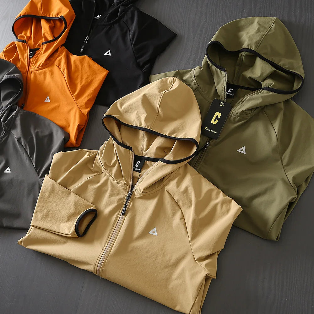 veste coupe vent running homme orange ultra légère respirante sport extérieur