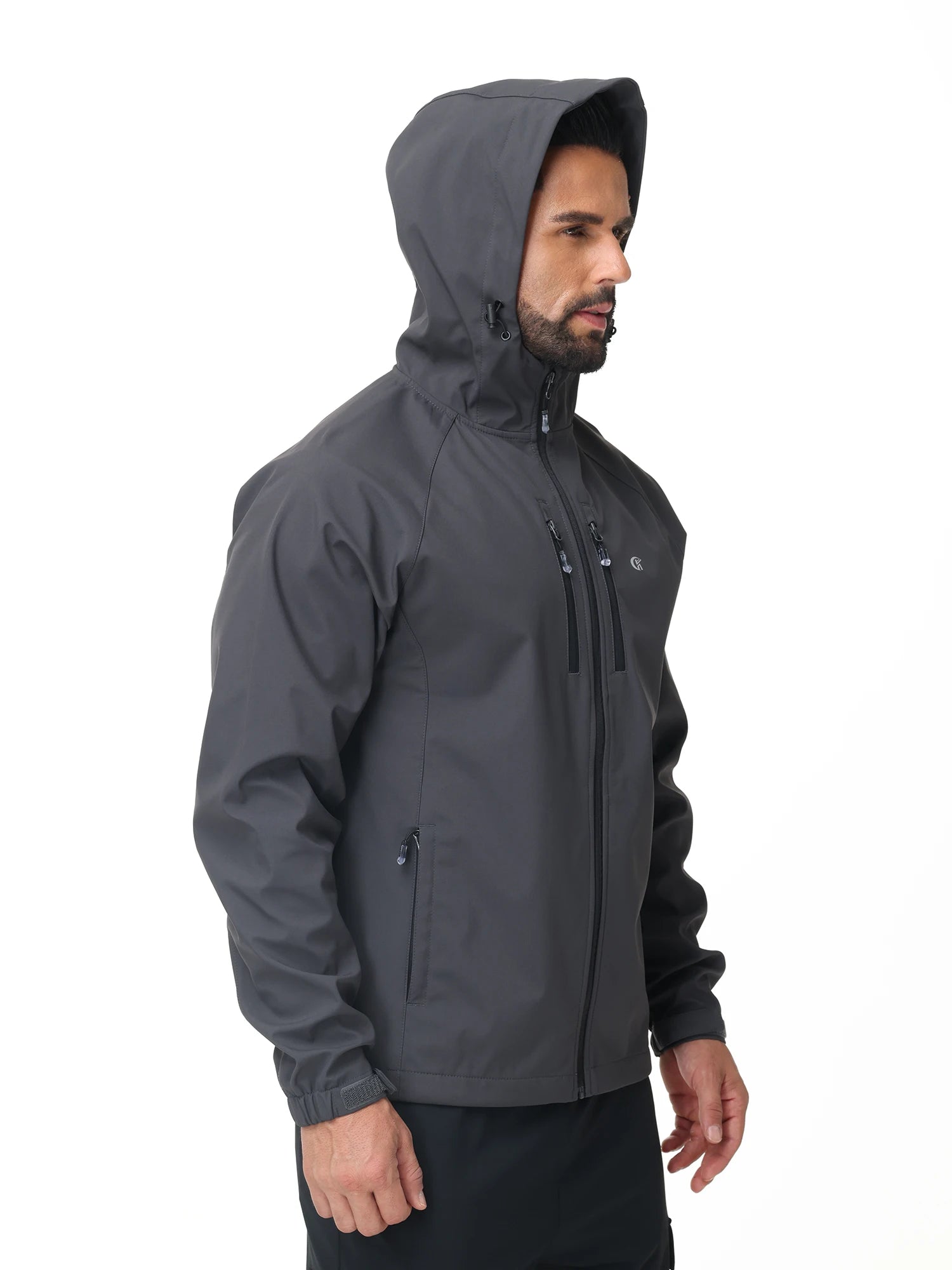 Veste randonnée homme gris avec capuche pour trekking et protection contre le vent
